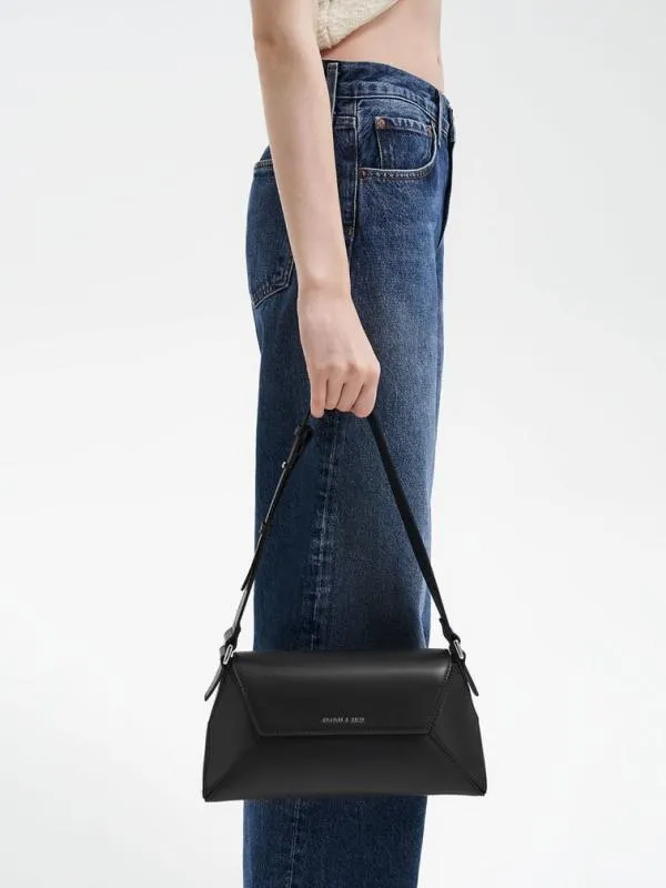 Women Nasrin Geometric Shoulder Bag 8211 Noir CHARLES and KEITH Shoulder Bags