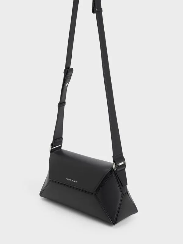 Women Nasrin Geometric Shoulder Bag 8211 Noir CHARLES and KEITH Shoulder Bags
