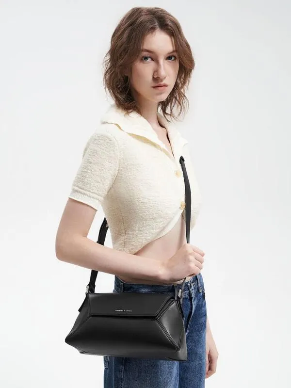 Women Nasrin Geometric Shoulder Bag 8211 Noir CHARLES and KEITH Shoulder Bags