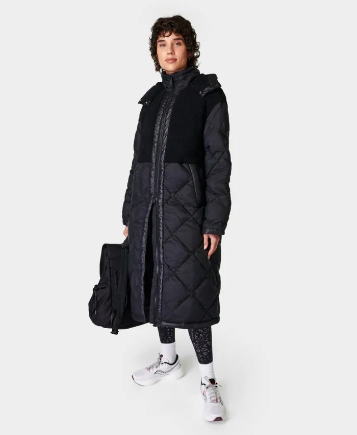 Women Navigate Longline Coat Black Sweaty Betty Coats and Jackets