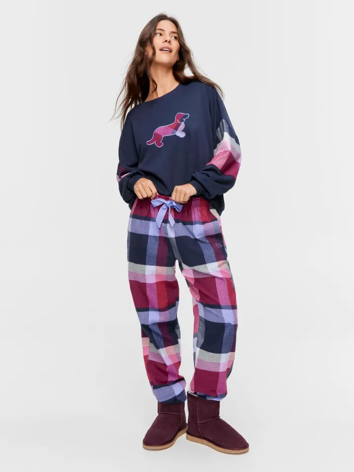Women Navy and Maroon Check Flannelette Pj Pant Multi Peter Alexander Pants