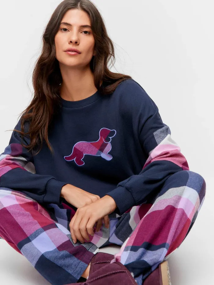 Women Navy and Maroon Check Flannelette Pj Pant Multi Peter Alexander Pants