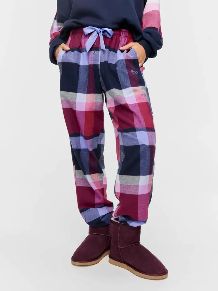 Women Navy and Maroon Check Flannelette Pj Pant Multi Peter Alexander Pants
