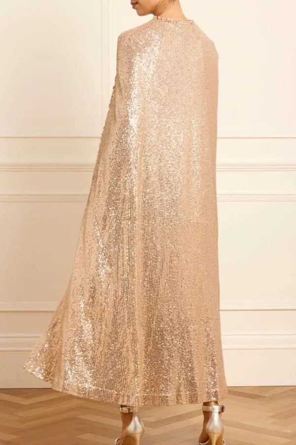 Women Needle and Thread Amora Long Cape Gold Women Needle and Thread Amora Long Cape Gold