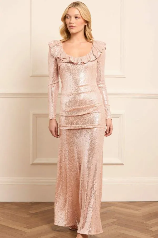 Women Needle and Thread Camille Long Sleeve Gown Pink Women Needle and Thread Camille Long Sleeve Gown Pink