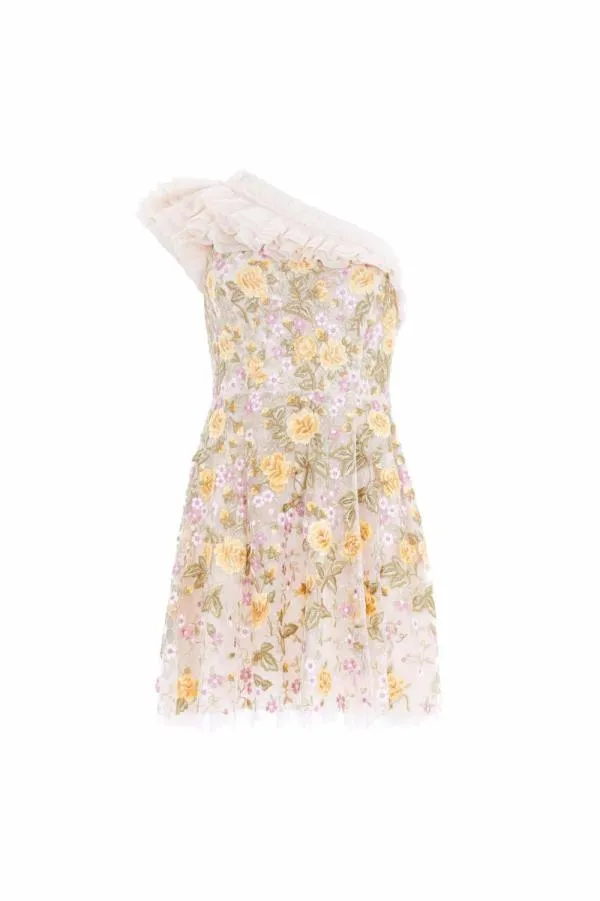 Women Needle and Thread Florine OneShoulder Mini Dress Champagne