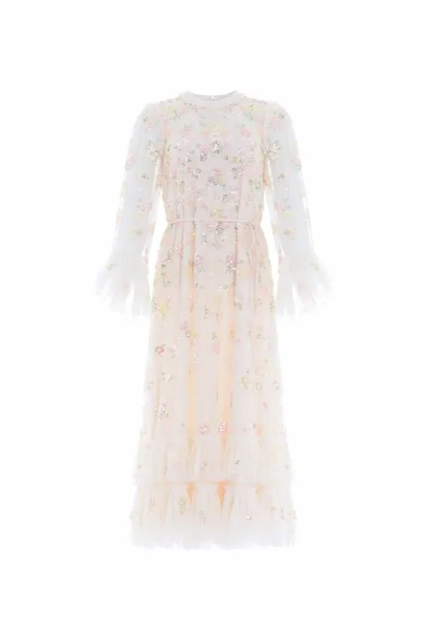 Women Needle and Thread Sequin Bloom Gloss Ballerina Dress Champagne Women Needle and Thread Sequin Bloom Gloss Ballerina Dress Champagne