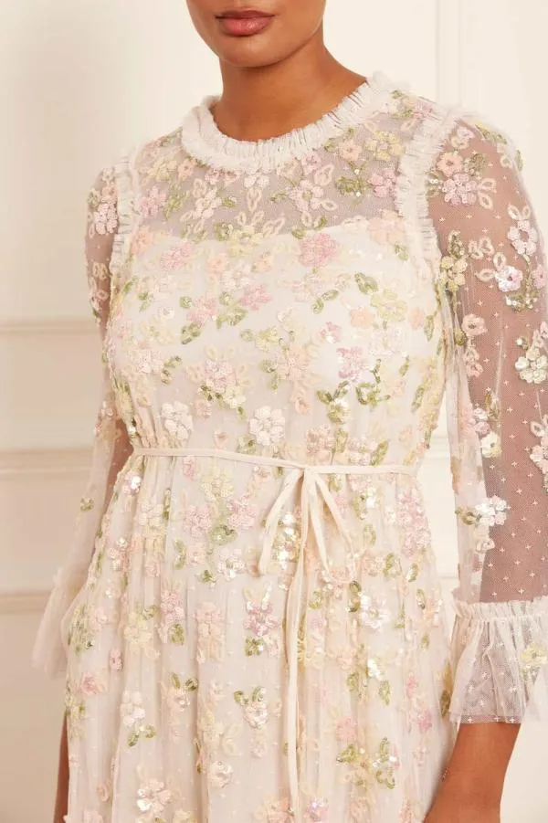 Women Needle and Thread Sequin Bloom Gloss Ballerina Dress Champagne Women Needle and Thread Sequin Bloom Gloss Ballerina Dress Champagne