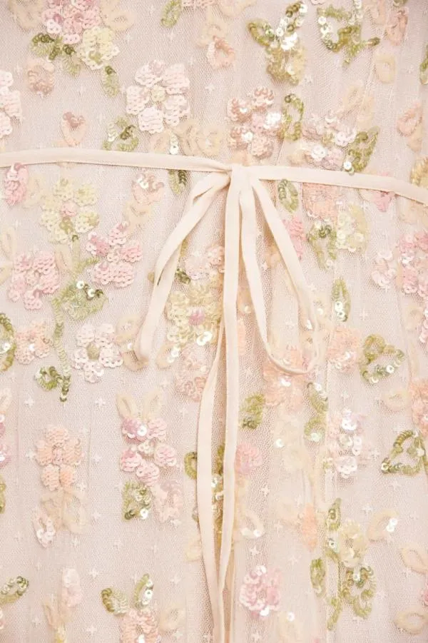 Women Needle and Thread Sequin Bloom Gloss Ballerina Dress Champagne Women Needle and Thread Sequin Bloom Gloss Ballerina Dress Champagne