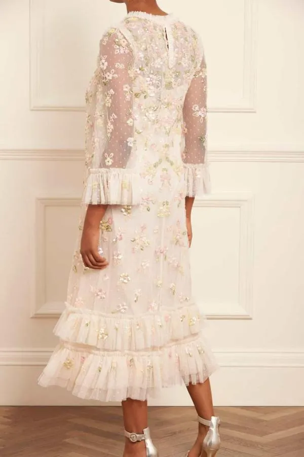 Women Needle and Thread Sequin Bloom Gloss Ballerina Dress Champagne Women Needle and Thread Sequin Bloom Gloss Ballerina Dress Champagne