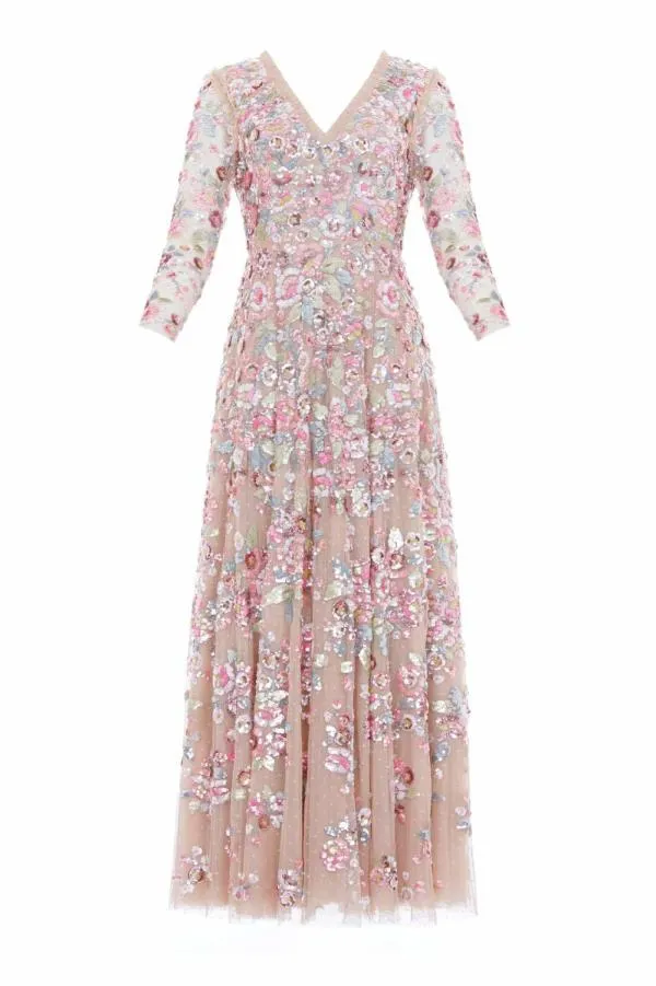 Women Needle and Thread Sequin Paradise Long Sleeve Gown Beige Women Needle and Thread Sequin Paradise Long Sleeve Gown Beige