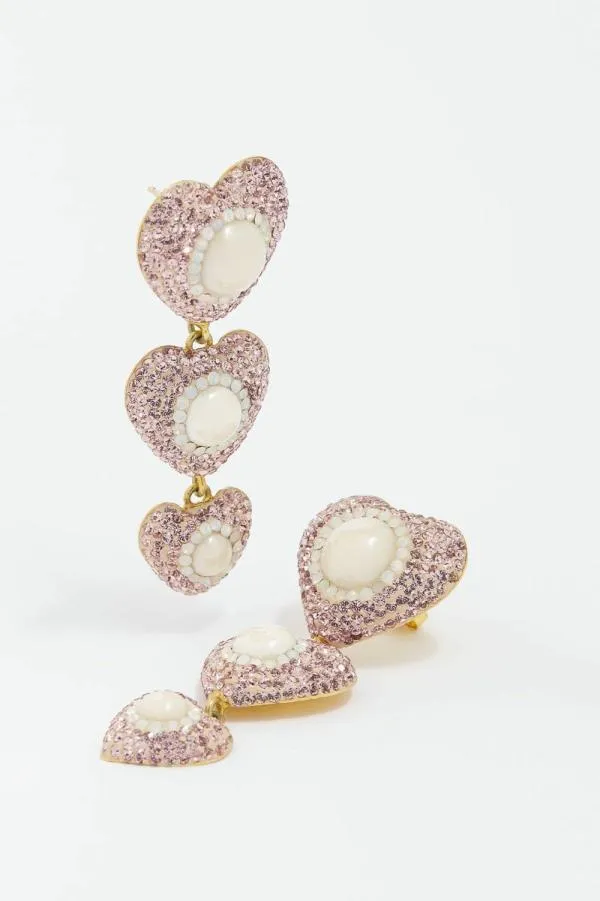 Women Needle and Thread Sweetheart Blossom Drop Earrings Pink