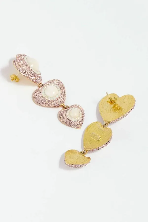 Women Needle and Thread Sweetheart Blossom Drop Earrings Pink