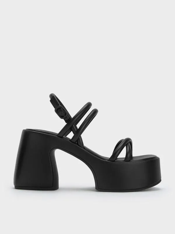 Women Nerissa Tubular Platform Sandals 8211 Black CHARLES and KEITH Sandals