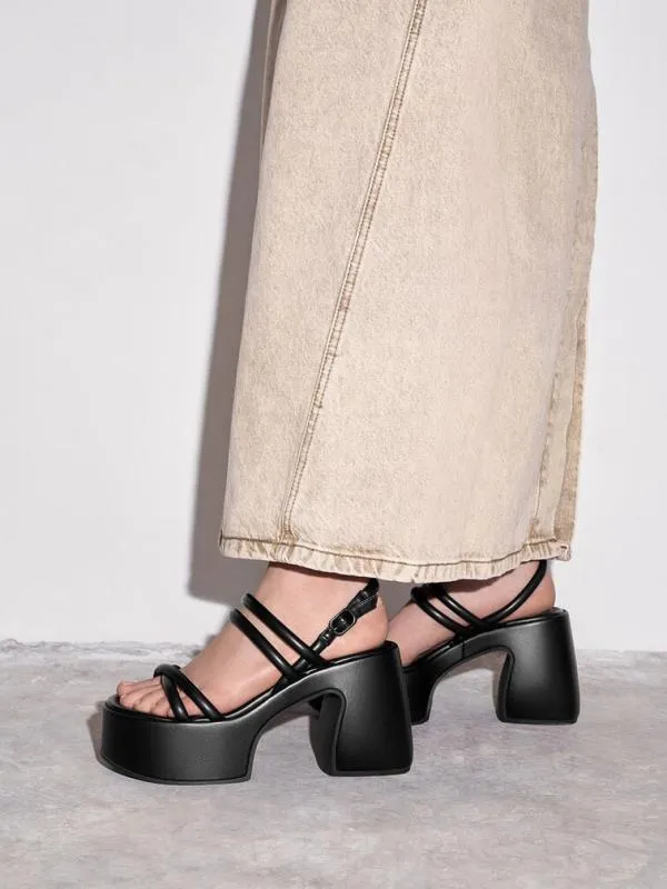 Women Nerissa Tubular Platform Sandals 8211 Black CHARLES and KEITH Sandals