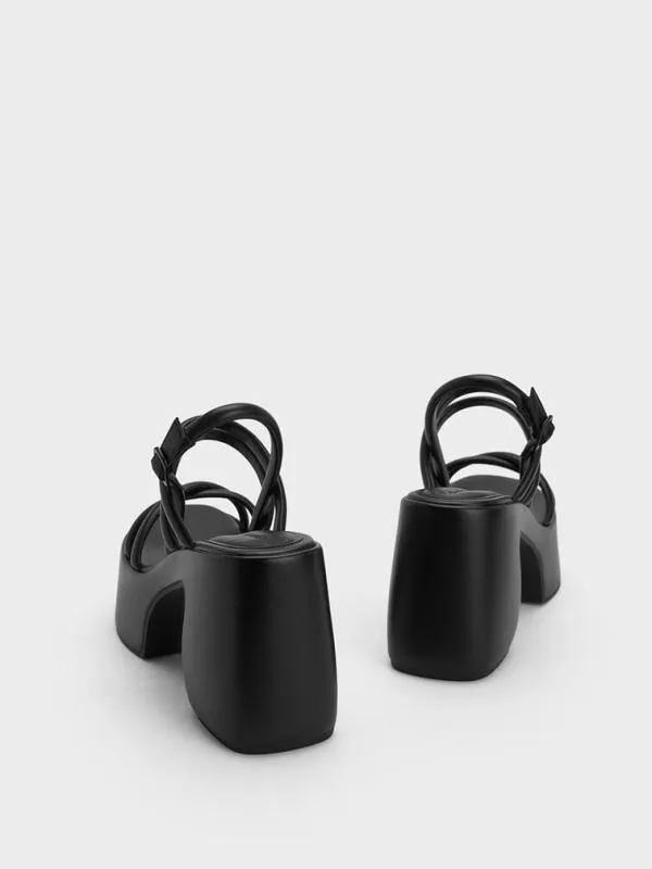 Women Nerissa Tubular Platform Sandals 8211 Black CHARLES and KEITH Sandals