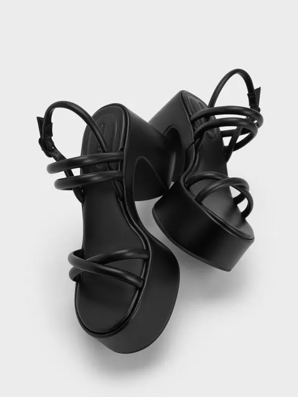 Women Nerissa Tubular Platform Sandals 8211 Black CHARLES and KEITH Sandals