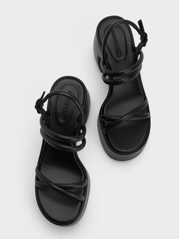 Women Nerissa Tubular Platform Sandals 8211 Black CHARLES and KEITH Sandals
