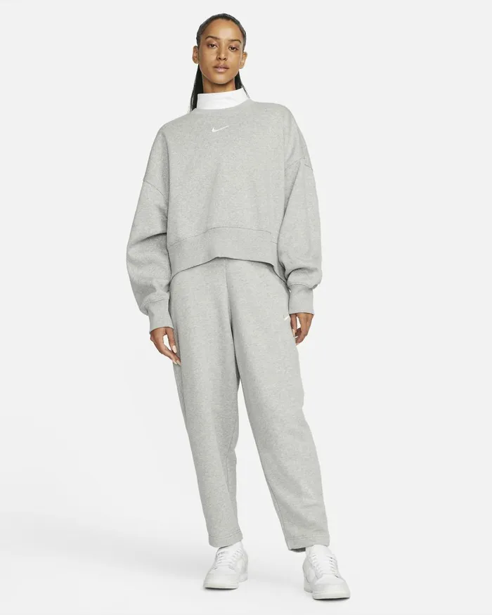 Women Nike All Clothing Sportswear Phoenix Fleece Dark Grey Heathersail