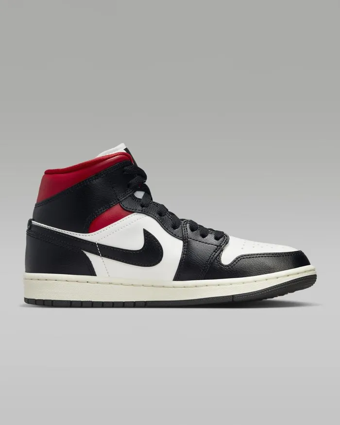 Women Nike All Shoes Air Jordan 1 Mid Blacksailgym Red