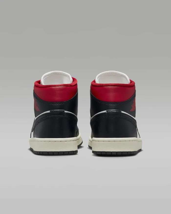 Women Nike All Shoes Air Jordan 1 Mid Blacksailgym Red