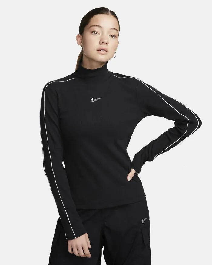 Women Nike Tops And TShirts Sportswear Blackwhite