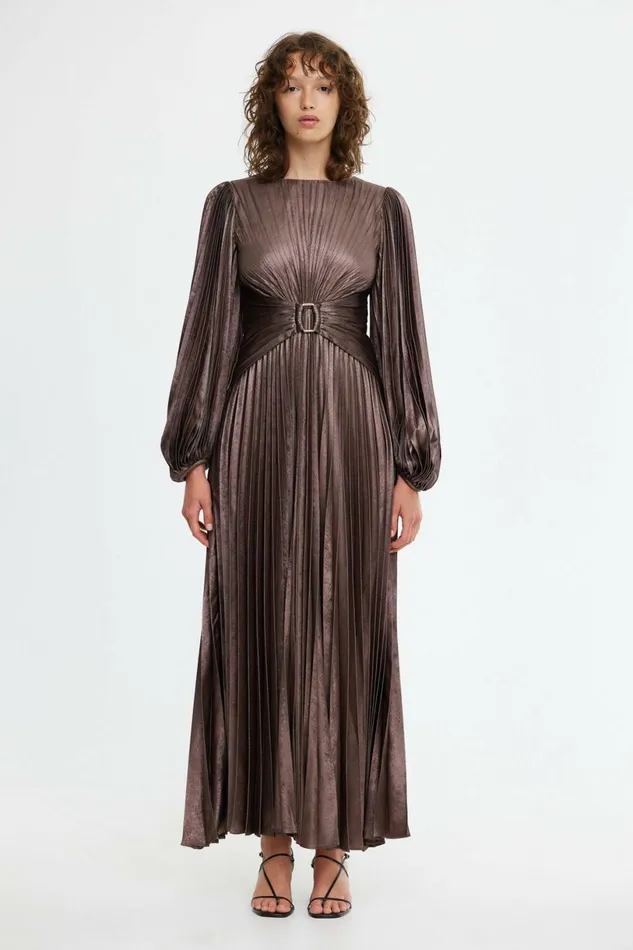 Women NORSEMAN MIDI DRESS Coffee Metallic Acler Midi Dresses