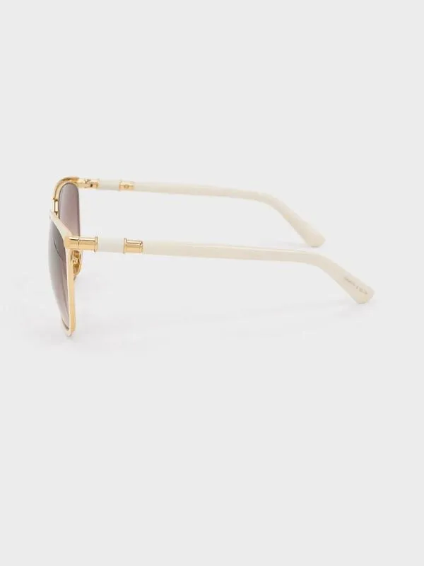 Women Ophelia Oversized Square Sunglasses 8211 Cream CHARLES and KEITH Square