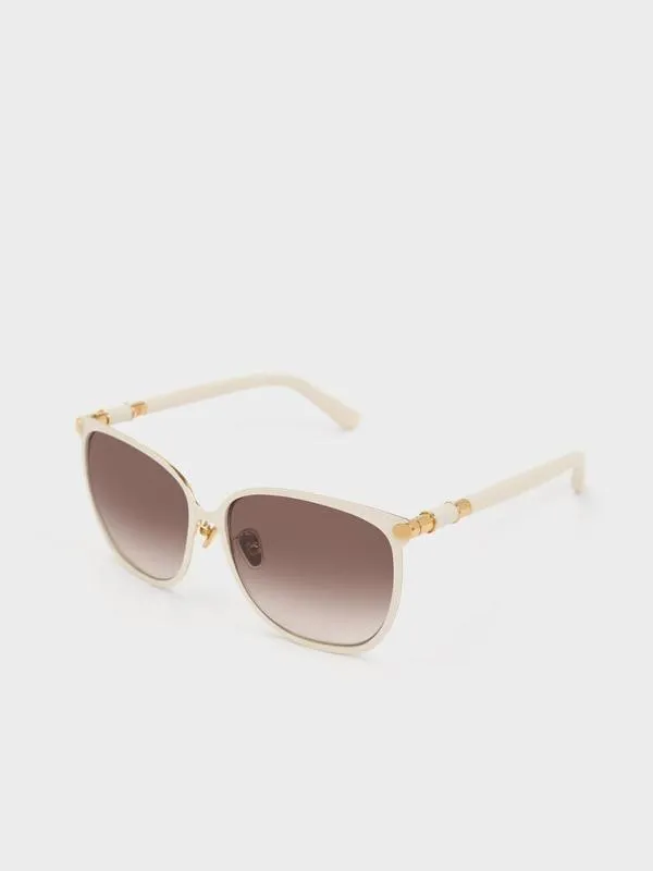 Women Ophelia Oversized Square Sunglasses 8211 Cream CHARLES and KEITH Square
