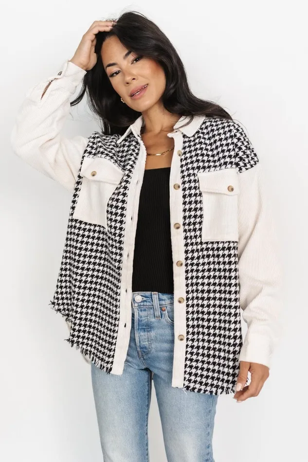 Women Outerwear Baltic Born Montreal Houndstooth Shacket Ivory Black