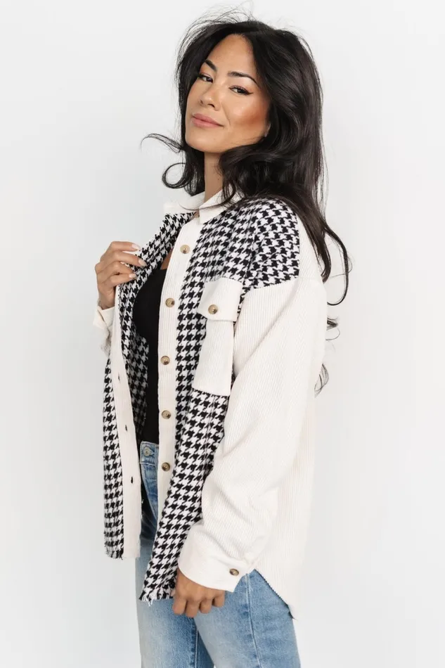 Women Outerwear Baltic Born Montreal Houndstooth Shacket Ivory Black Women Outerwear Baltic Born Montreal Houndstooth Shacket Ivory Black
