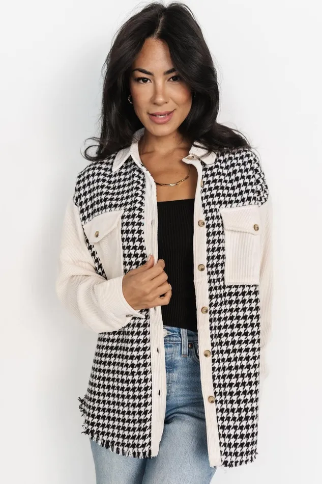 Women Outerwear Baltic Born Montreal Houndstooth Shacket Ivory Black Women Outerwear Baltic Born Montreal Houndstooth Shacket Ivory Black