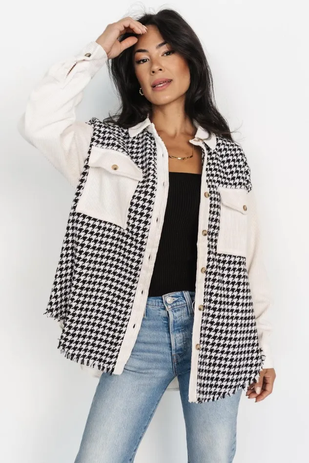 Women Outerwear Baltic Born Montreal Houndstooth Shacket Ivory Black Women Outerwear Baltic Born Montreal Houndstooth Shacket Ivory Black