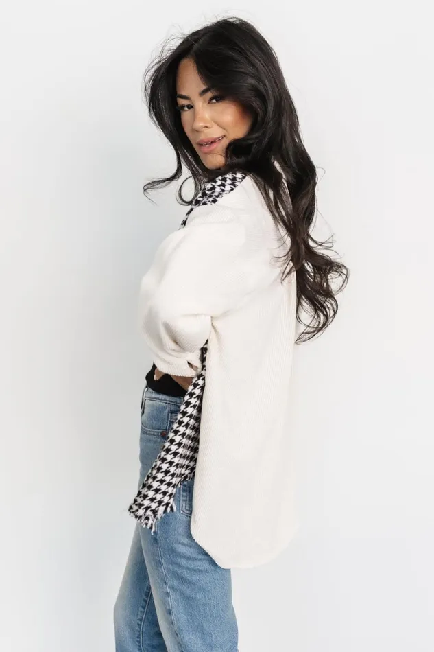Women Outerwear Baltic Born Montreal Houndstooth Shacket Ivory Black Women Outerwear Baltic Born Montreal Houndstooth Shacket Ivory Black