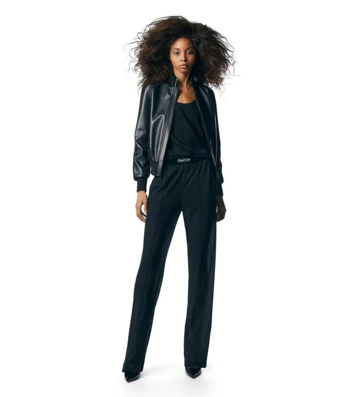 Women Outerwear Tom Ford Matte Calf Leather Bomber Black Women Outerwear Tom Ford Matte Calf Leather Bomber Black