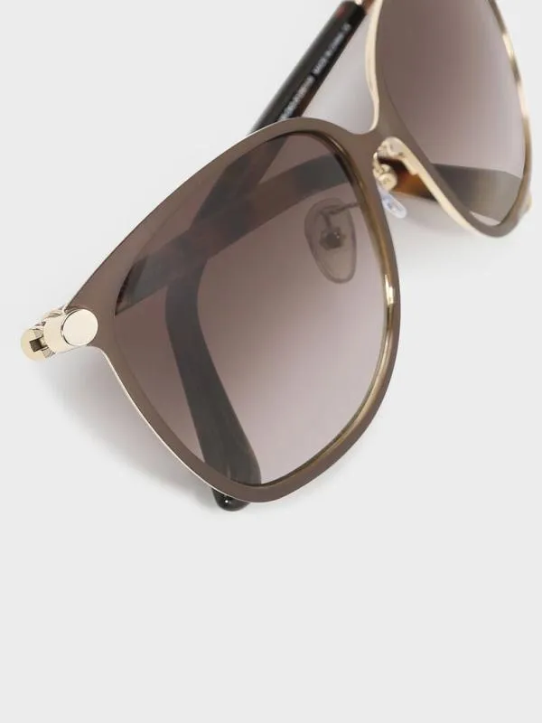 Women Oversized Square Sunglasses 8211 Brown CHARLES and KEITH Square