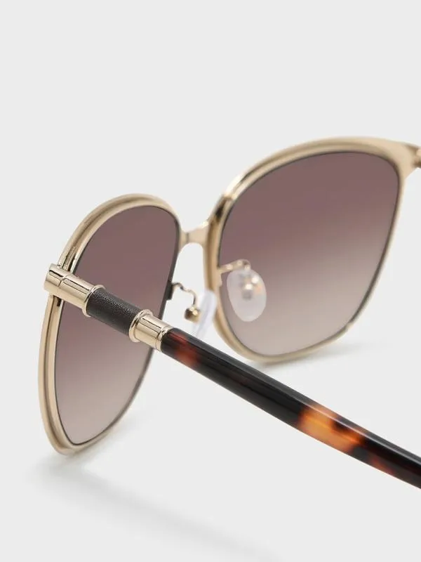 Women Oversized Square Sunglasses 8211 Brown CHARLES and KEITH Square
