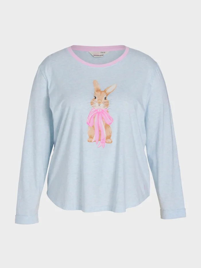 Women PA Plus Bow Bunny Long Sleeve Top Pale Blue Peter Alexander Online Only Styles