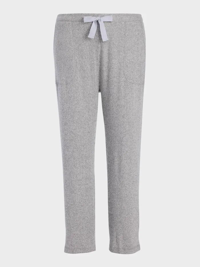 Women PA Plus Brushed Rib Straight Leg Pj Pant Grey Marle Peter Alexander Pants