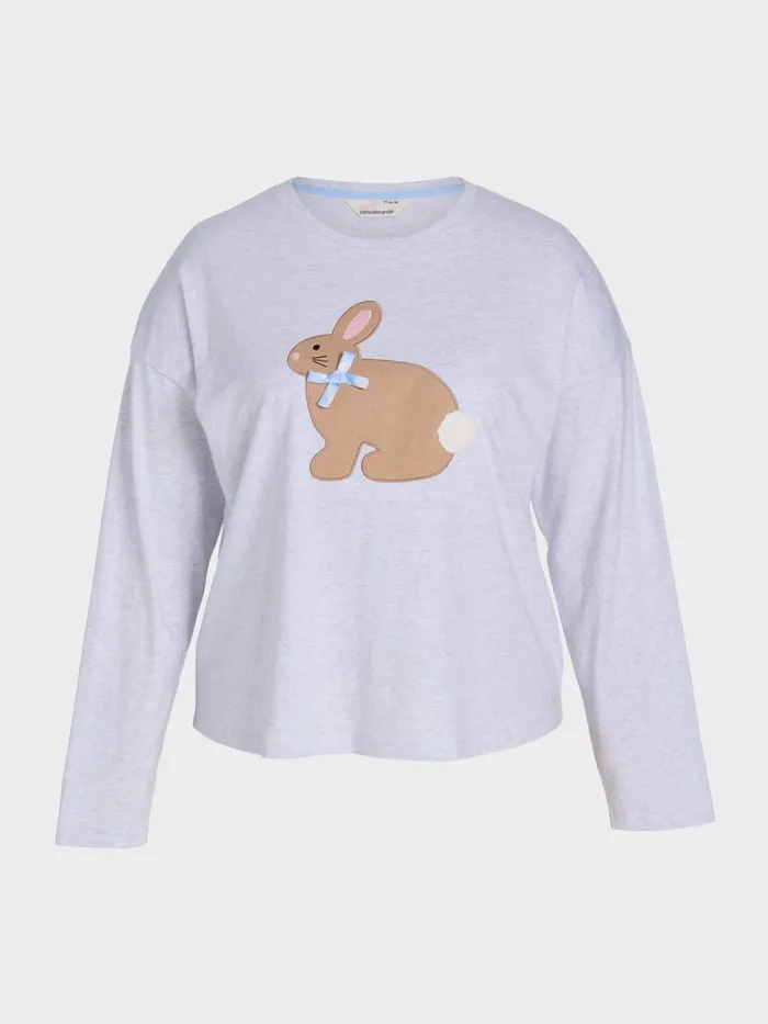 Women PA Plus Crafty Bunny Long Sleeve Top Grey Marle Peter Alexander Online Only Styles