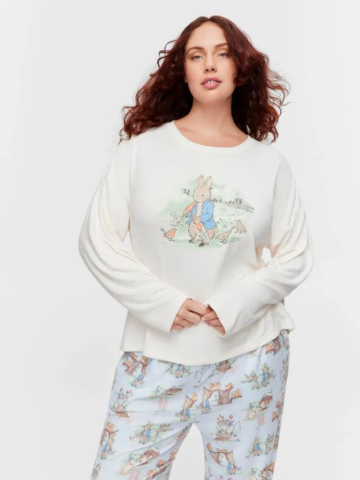 Women PA Plus Peter Rabbit Plush Long Sleeve Top Pink Peter Alexander Tops