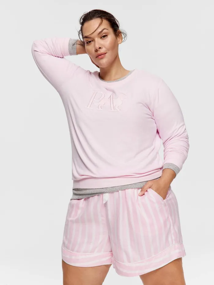 Women PA Plus Pink Stripe Flannelette Mid Short Multi Peter Alexander Shorts