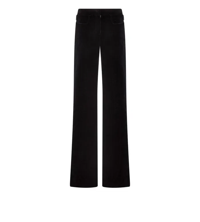 Women Pants and Shorts Tom Ford Cotton Velvet Wide Leg Pants Black