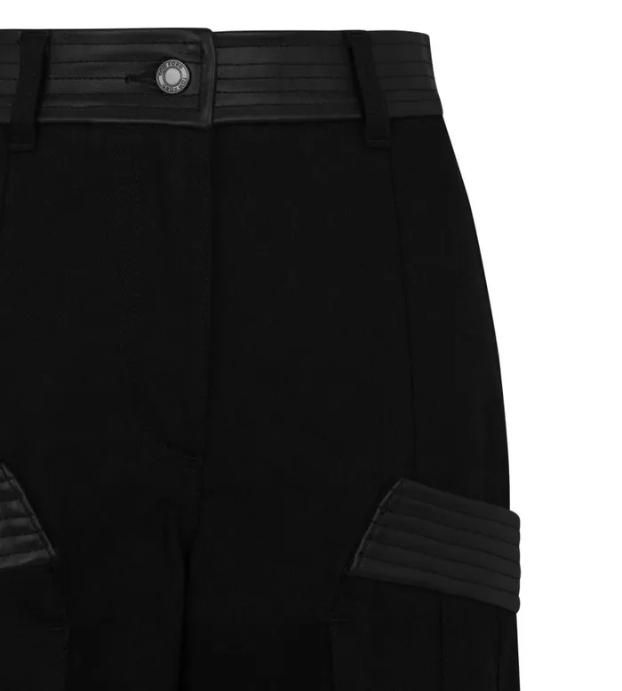 Women Pants and Shorts Tom Ford Denim and Leather Wide Leg Pants Black Women Pants and Shorts Tom Ford Denim and Leather Wide Leg Pants Black