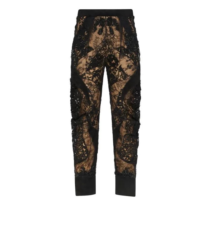 Women Pants and Shorts Tom Ford Lace Patchwork and Jet Embroidery Pants Black Women Pants and Shorts Tom Ford Lace Patchwork and Jet Embroidery Pants Black