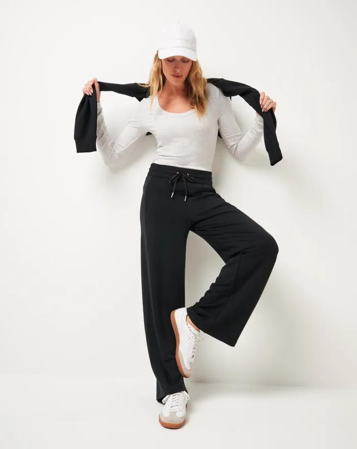 Women Pants TravisMathew CLOUD TERRY WIDE LEG PANT Black