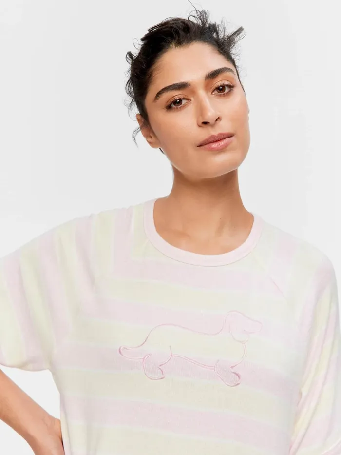 Women Pastel Fuzzy Oversized Tee Multi Peter Alexander Tops