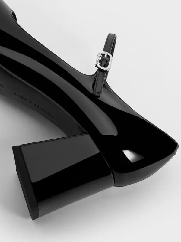 Women Patent BlockHeel Mary Jane Pumps 8211 Black Patent CHARLES and KEITH Heels