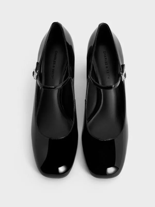Women Patent BlockHeel Mary Jane Pumps 8211 Black Patent CHARLES and KEITH Heels