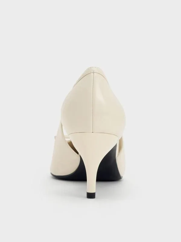 Women Patent CutOut Bow KittenHeel Pumps 8211 Chalk CHARLES and KEITH Heels